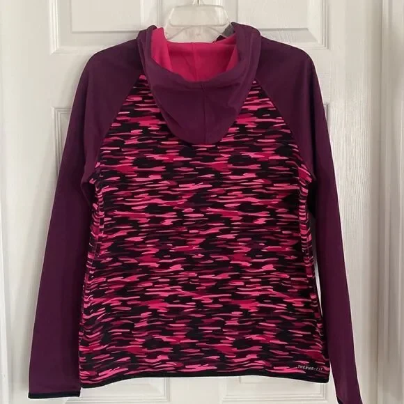 Nike Hoodie Pullover Therma Fit Pink Purple Camo Active Jacket Women’s Size M - Picture 2 of 11